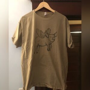 Flying Pig Graphic Tan T-Shirt